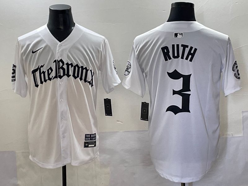 Men 2025 New York Yankees #3 Ruth White Five generations Joint Name Nike MLB Jersey style 1->new york yankees->MLB Jersey